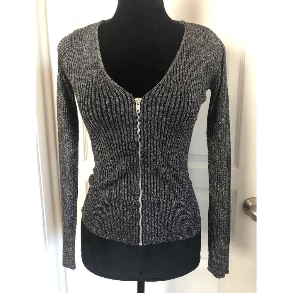 Divided Silver Shimmer Ribbed Zip Up Top - Picture 4 of 4